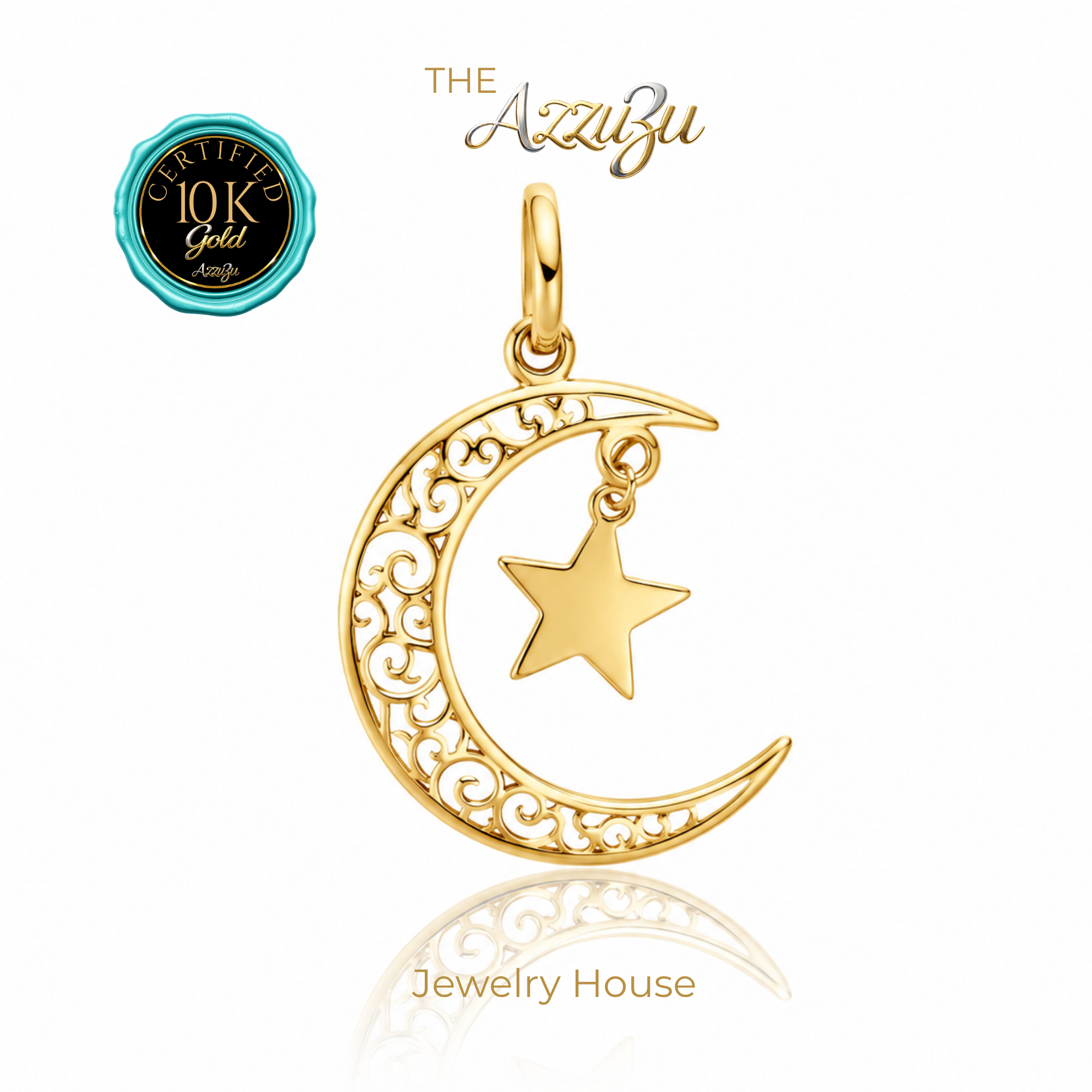 10K Moon and Star Pendant