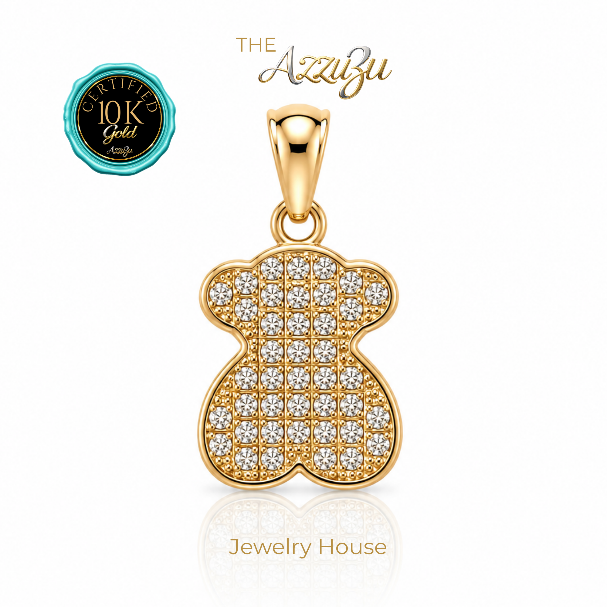 The AzzuZu 10K Yellow Gold "Teddy Bear" Pavé Pendant