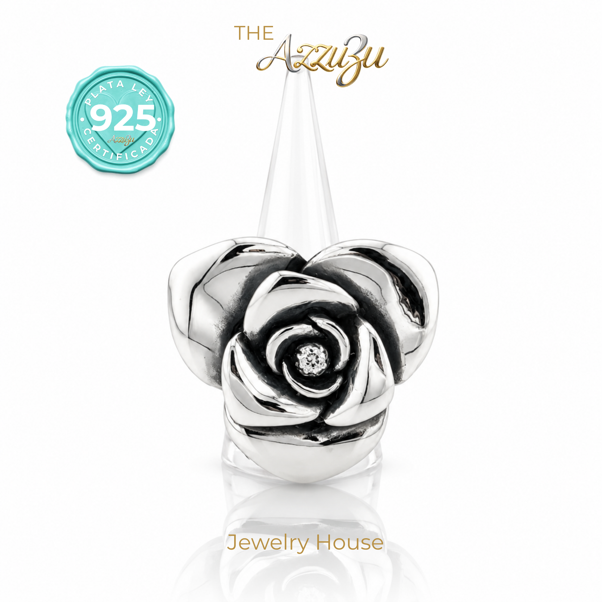 925 Sterling Silver Electroformed “Midnight Rose” Statement MAXI Ring