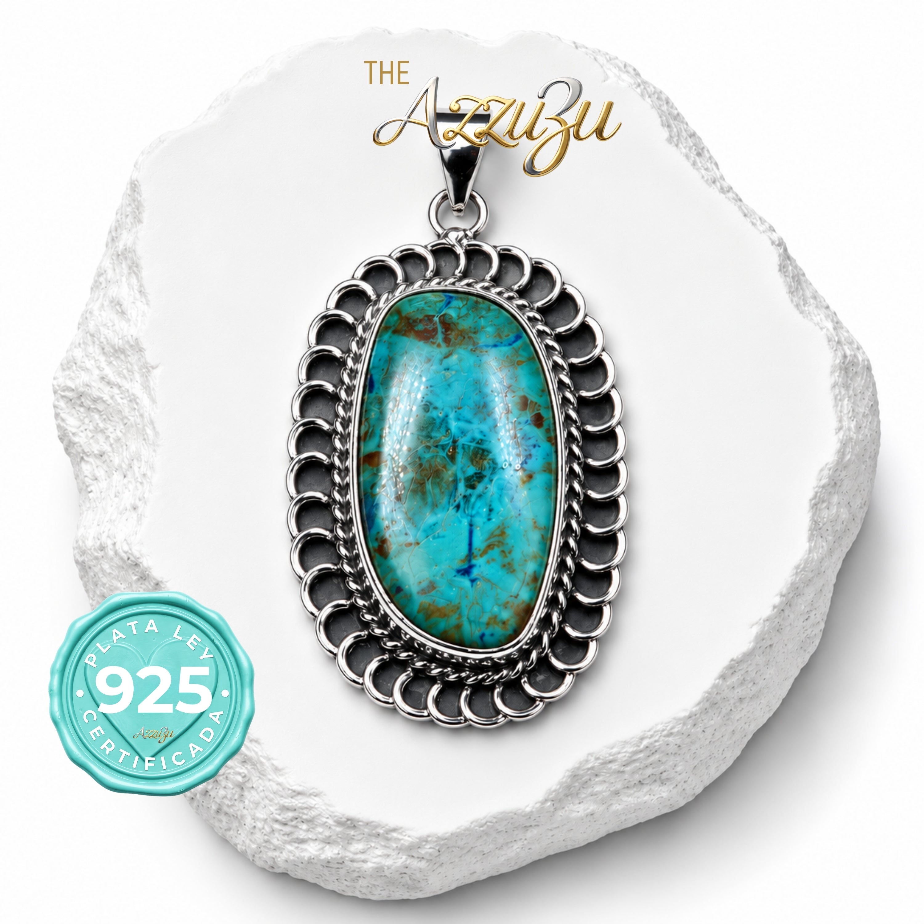 The AzzuZu 925 Sterling Silver Turquoise Pendant