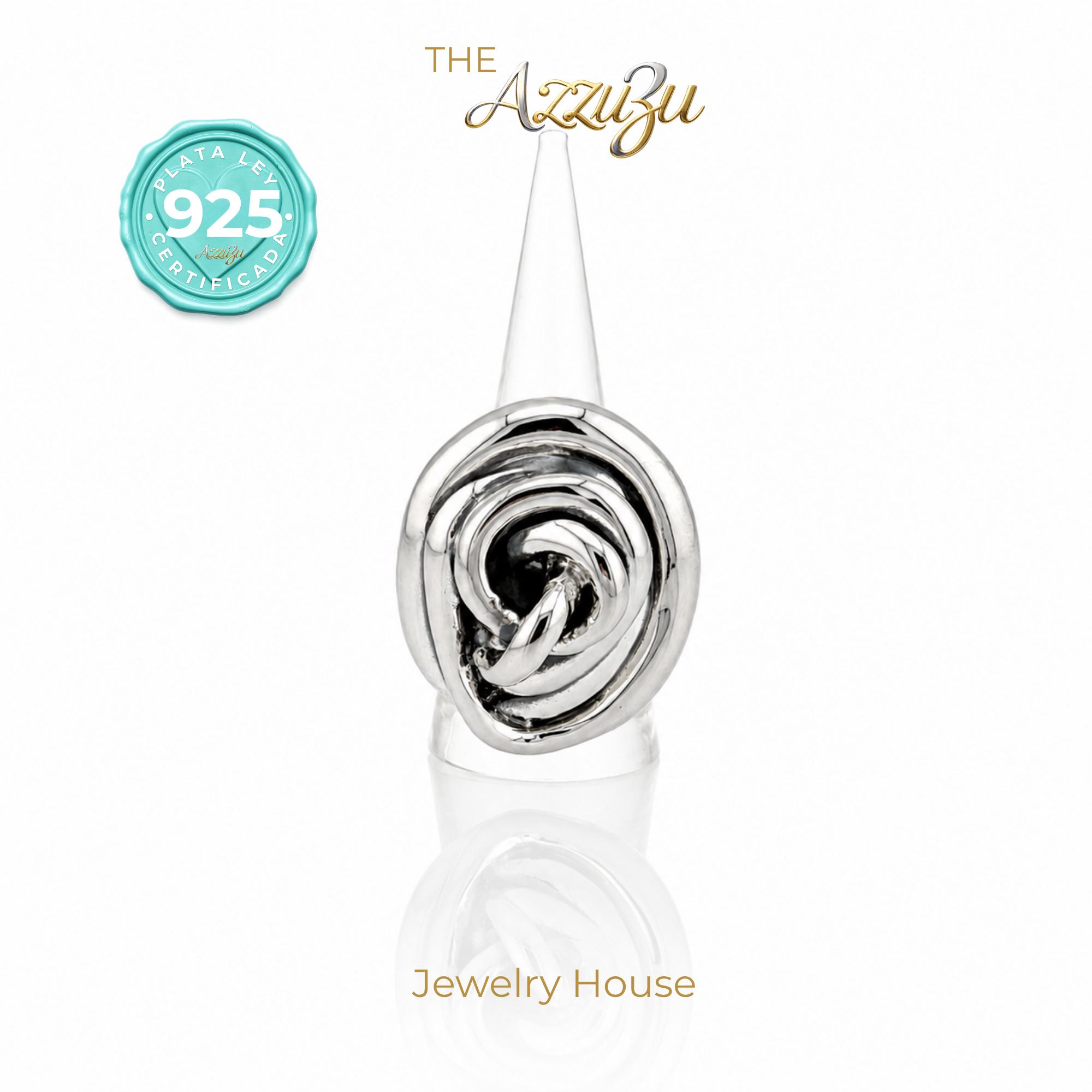 925 Sterling Silver Electroformed "Aurelia Spiral" Statement Ring