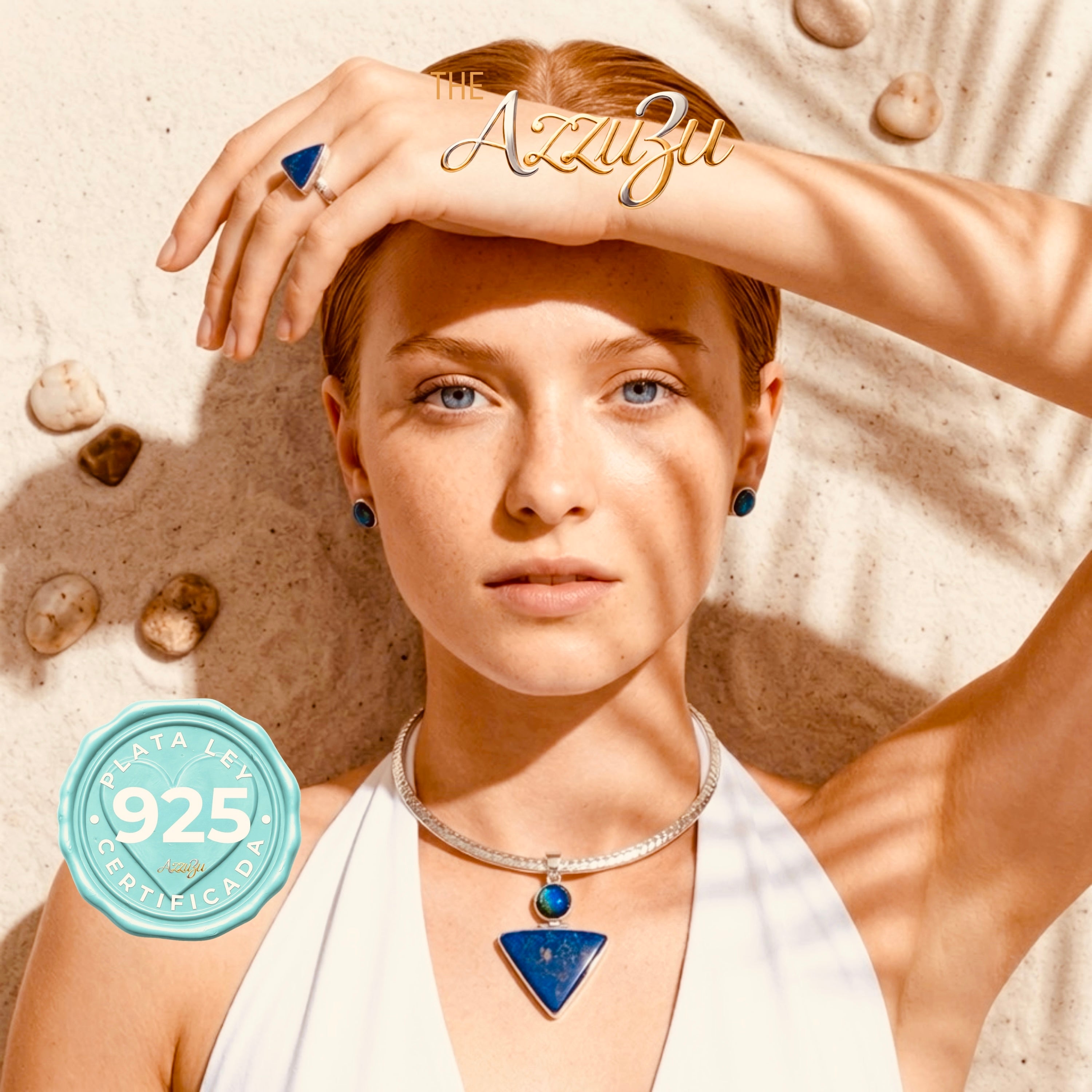 The AzzuZu 925 Sterling Silver Lapis Lazuli & Blue Dichroic Glass Statement Pendant