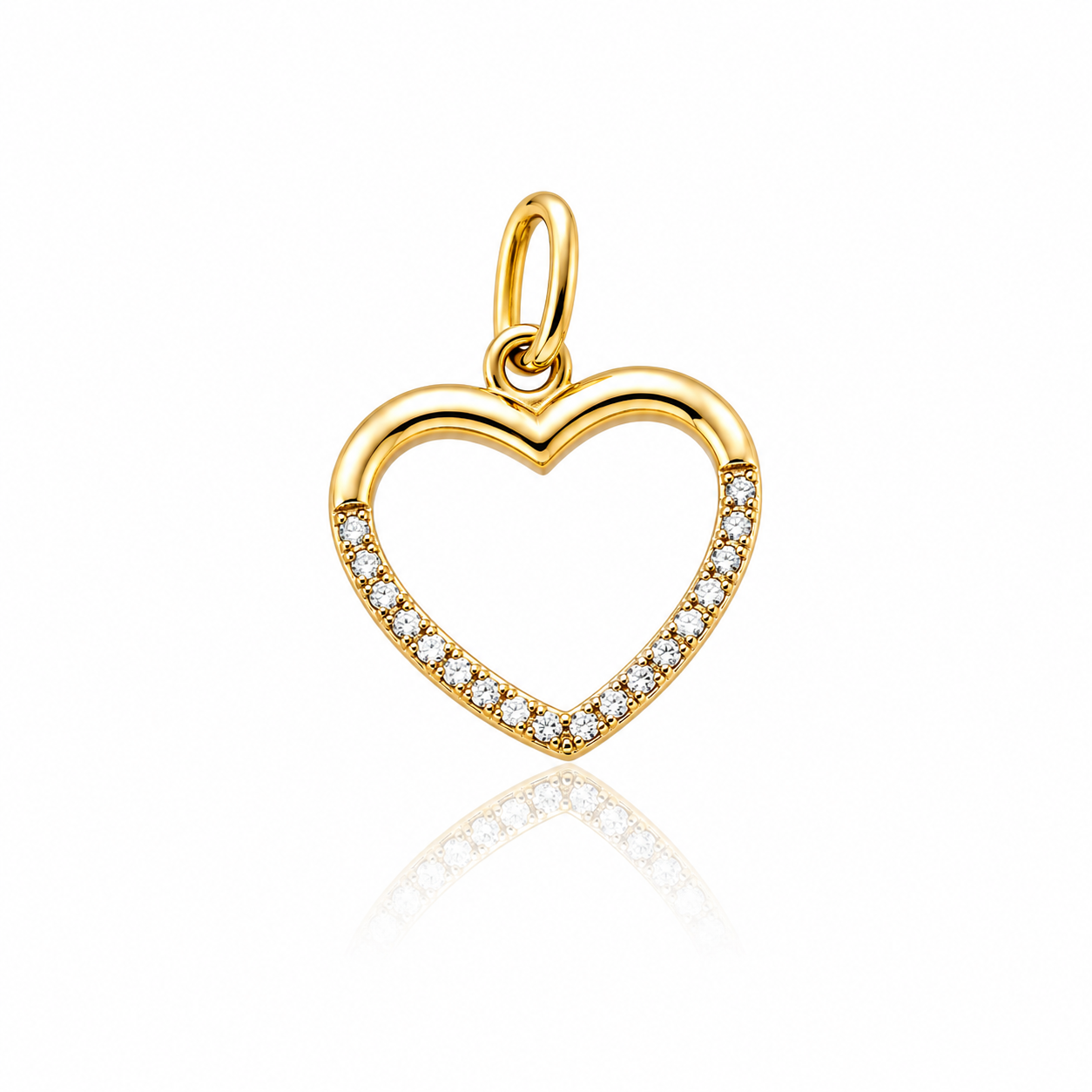 10K Pavé Open Heart Gold Pendant