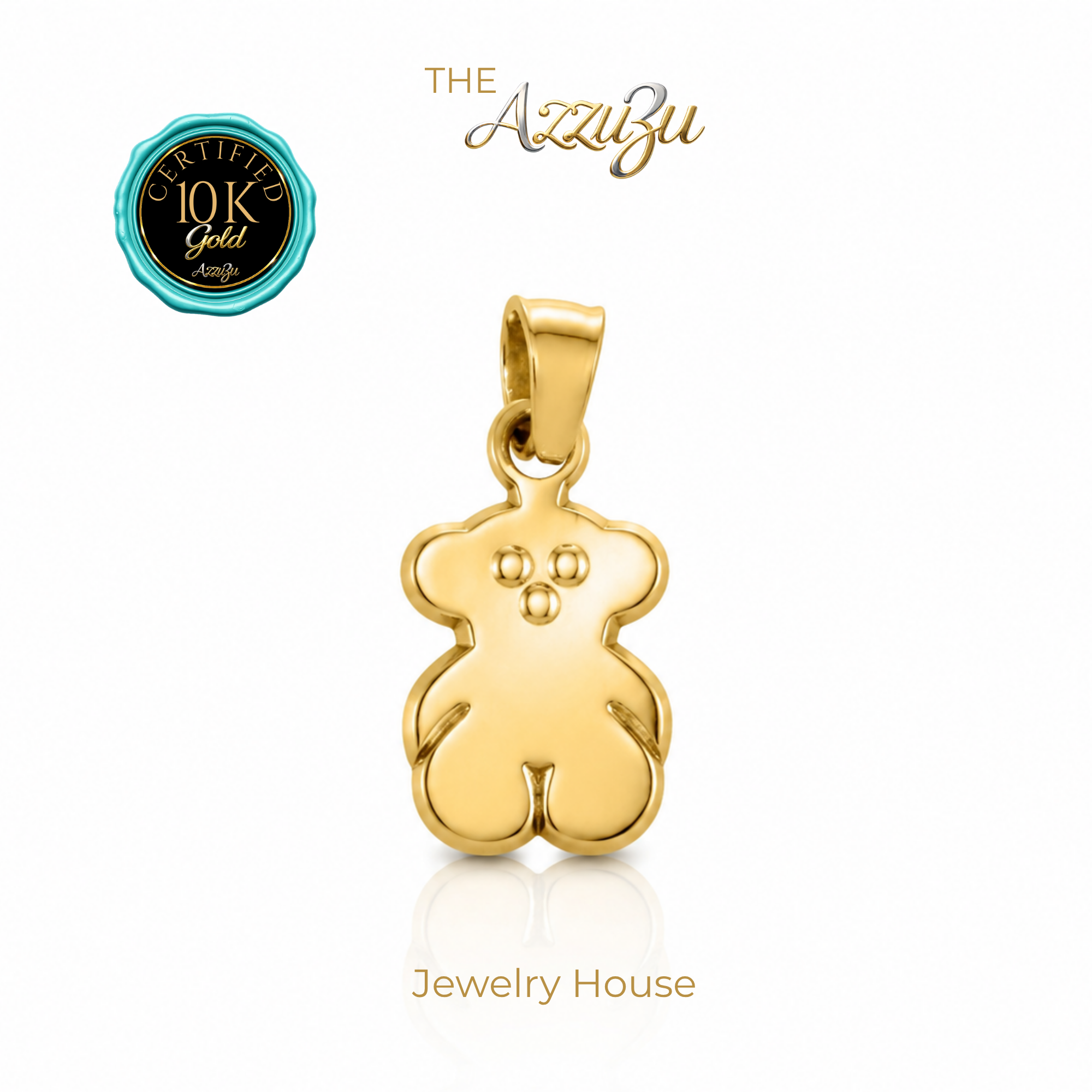 The AzzuZu 10K Yellow Gold  "Cute Tinny Bear" Pendant