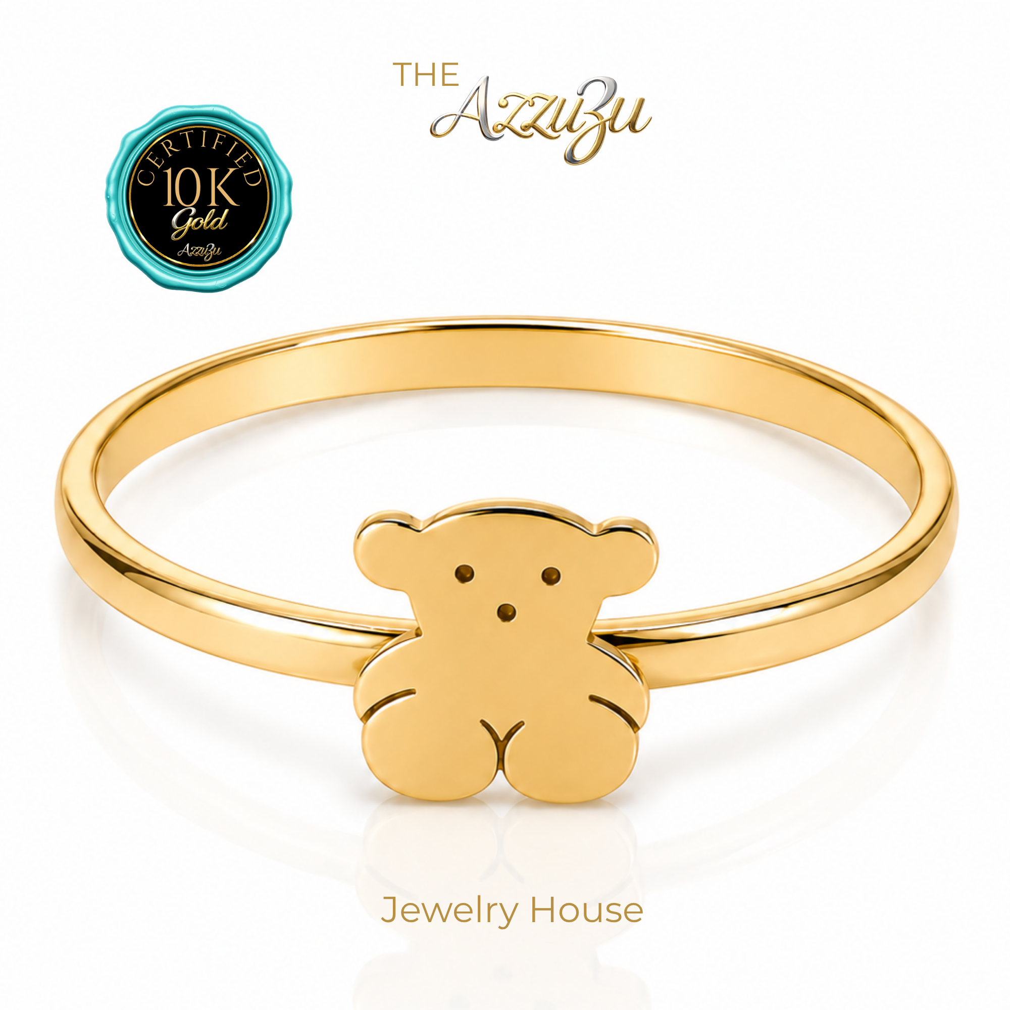 The AzzuZu 10K Yellow Gold "Cute Bear"  Ring
