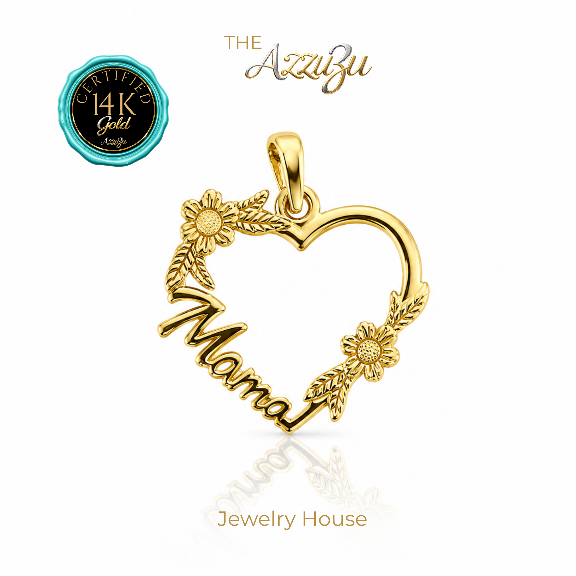 The AzzuZu 14K Yellow Gold "Mom’s Heart" Pendant