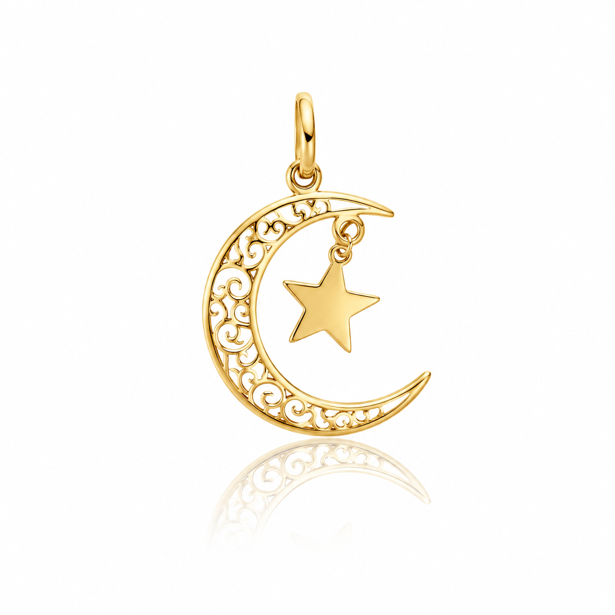 10K Moon and Star Pendant