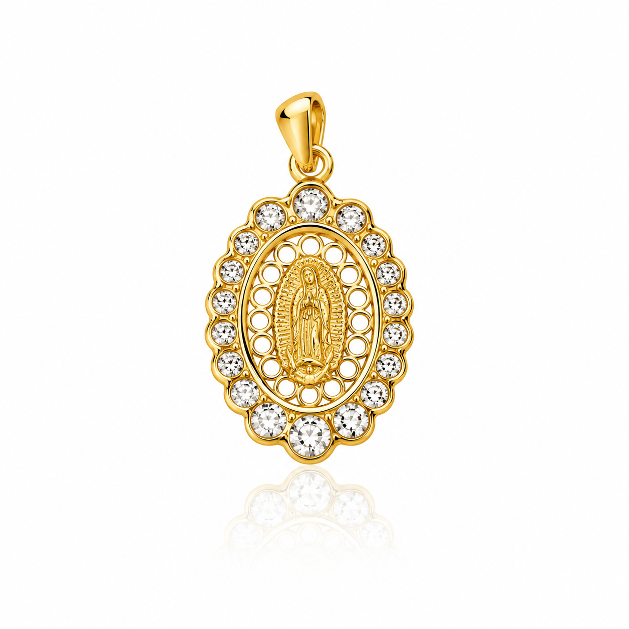 10K Our Lady Of Guadalupe Zirconia Gold Pendant