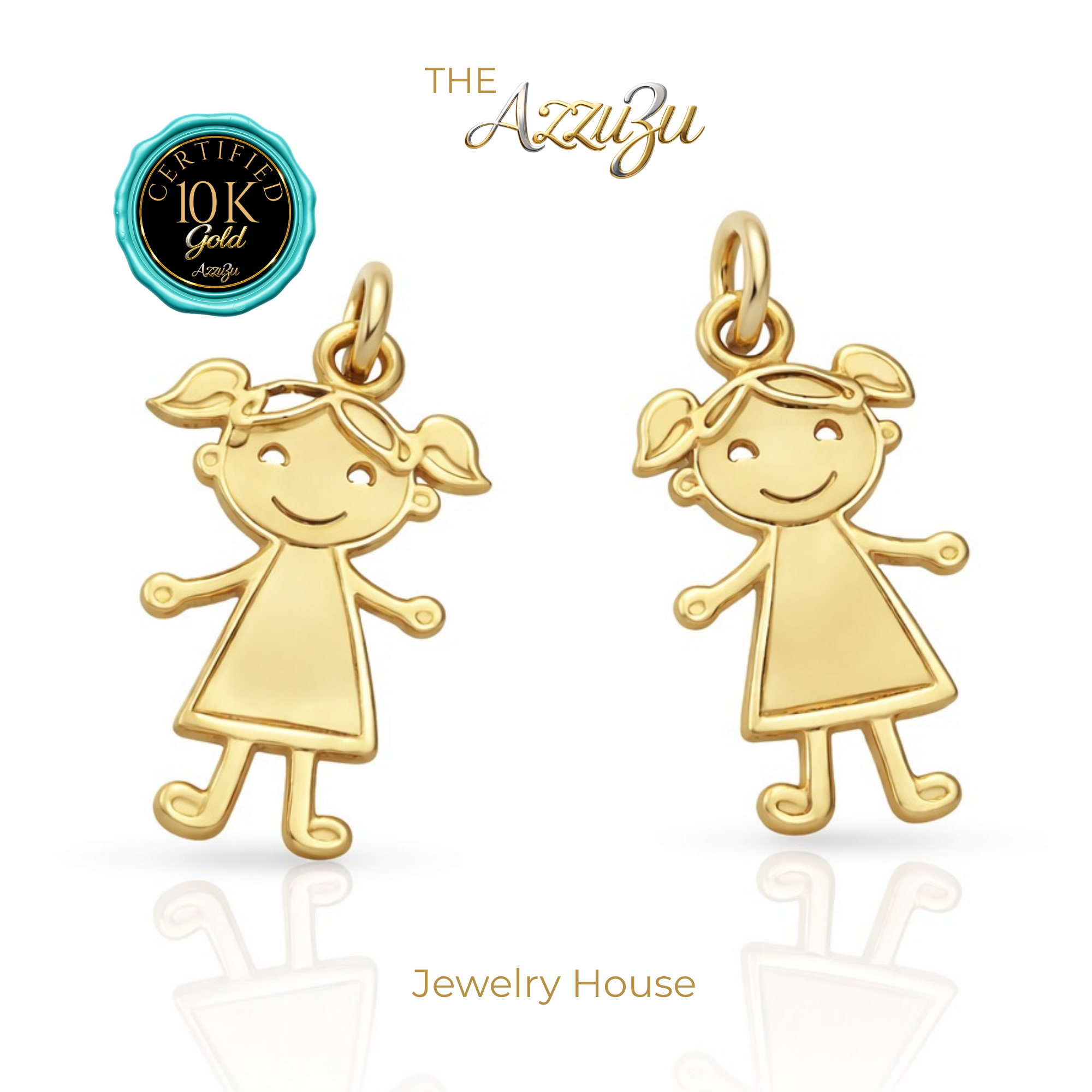 The AzzuZu 10K Yellow Gold  "Little Girl" Pendant
