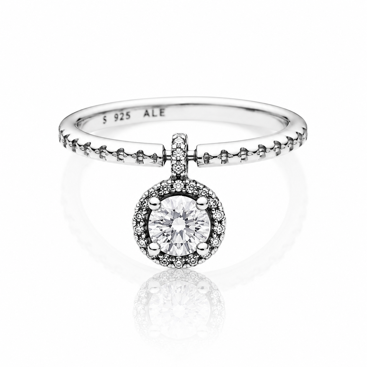 Round Halo Dangle Charm Ring