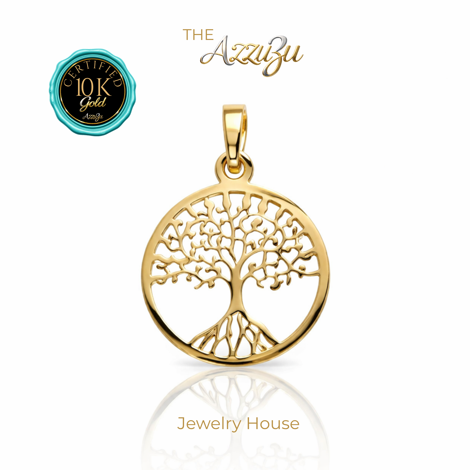 The AzzuZu 10K Yellow Gold  "Tree of Life" Pendant