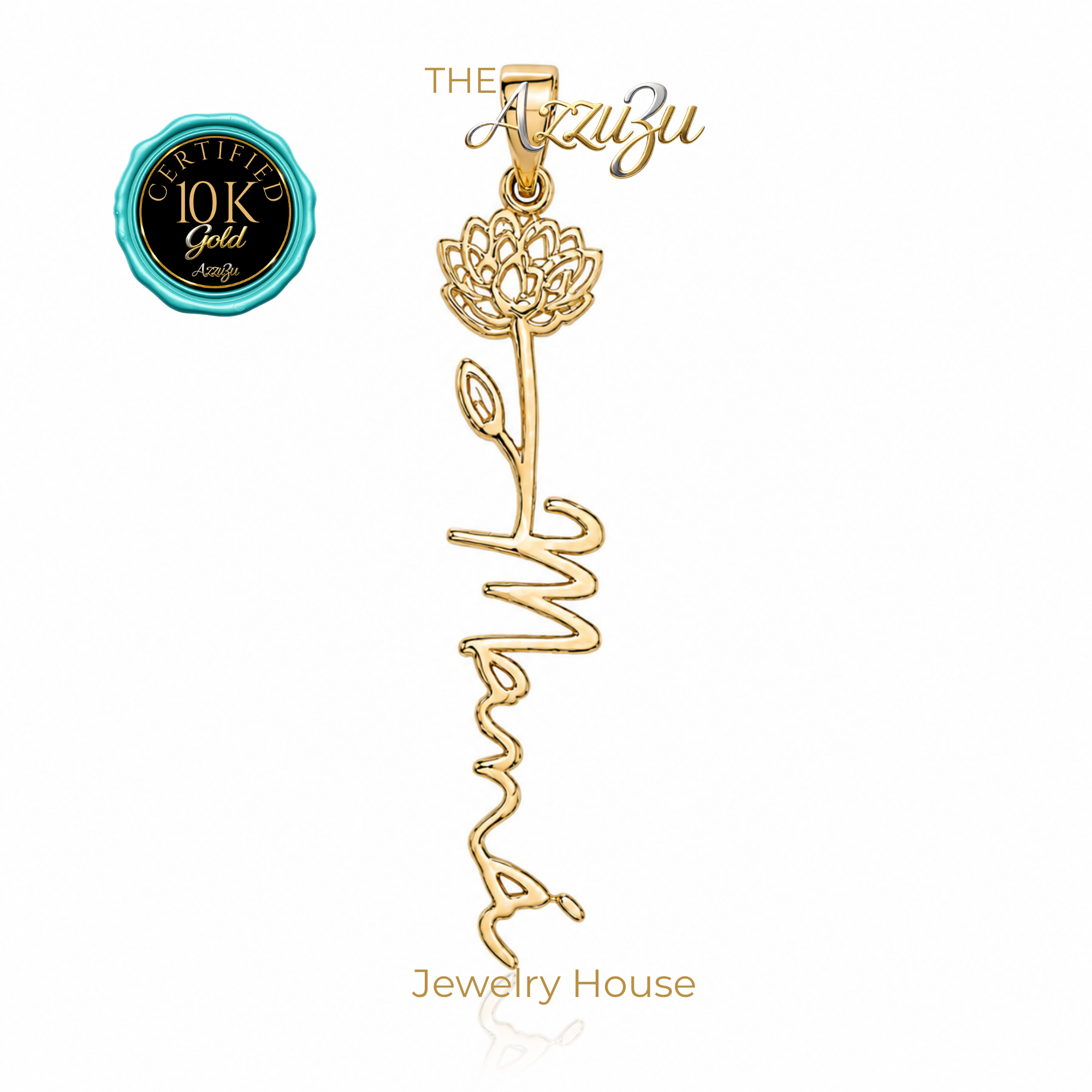 The AzzuZu 14K Yellow Gold  "Rose Mama" Pendant