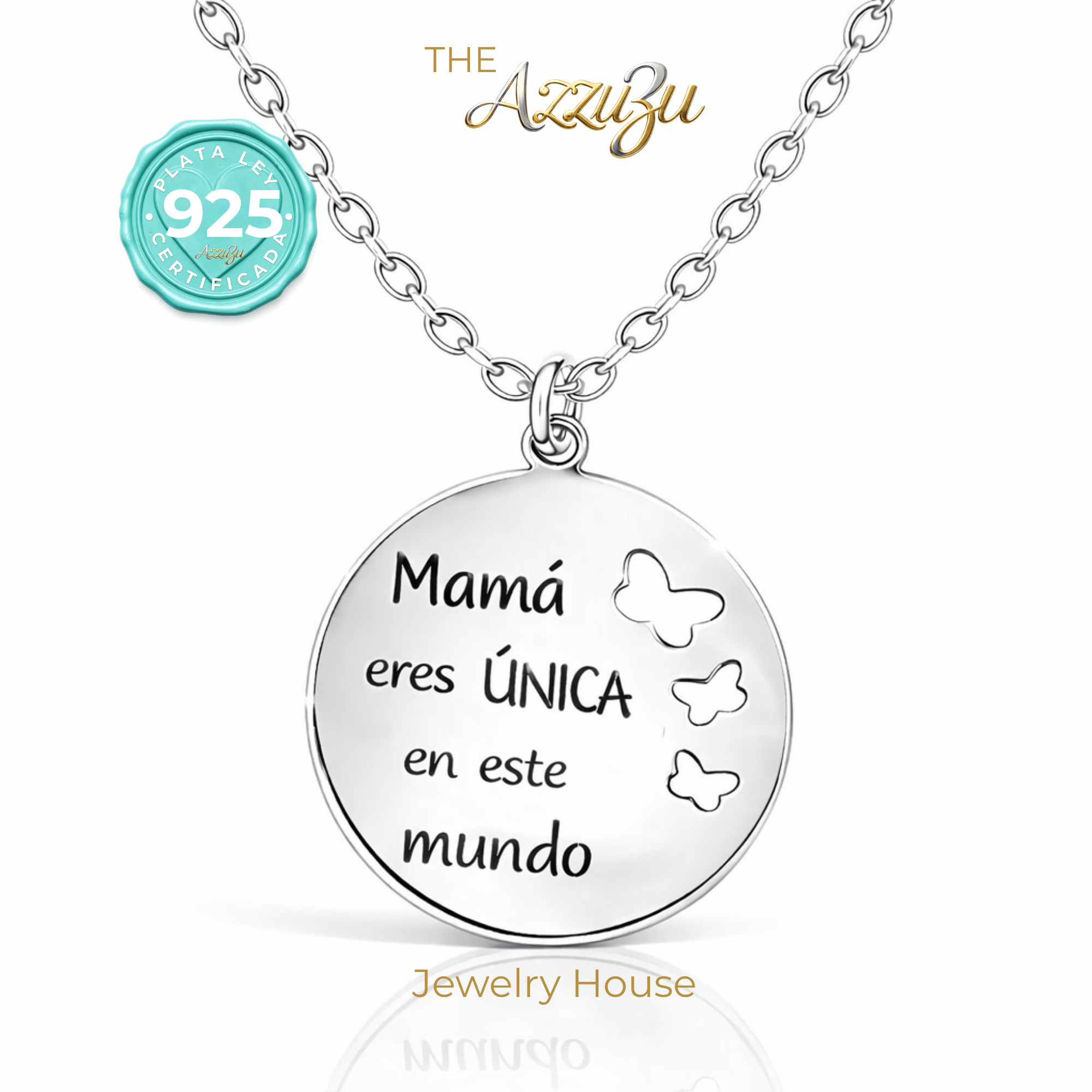 925 Sterling Silver “Mama eres Única” Engraved Necklace