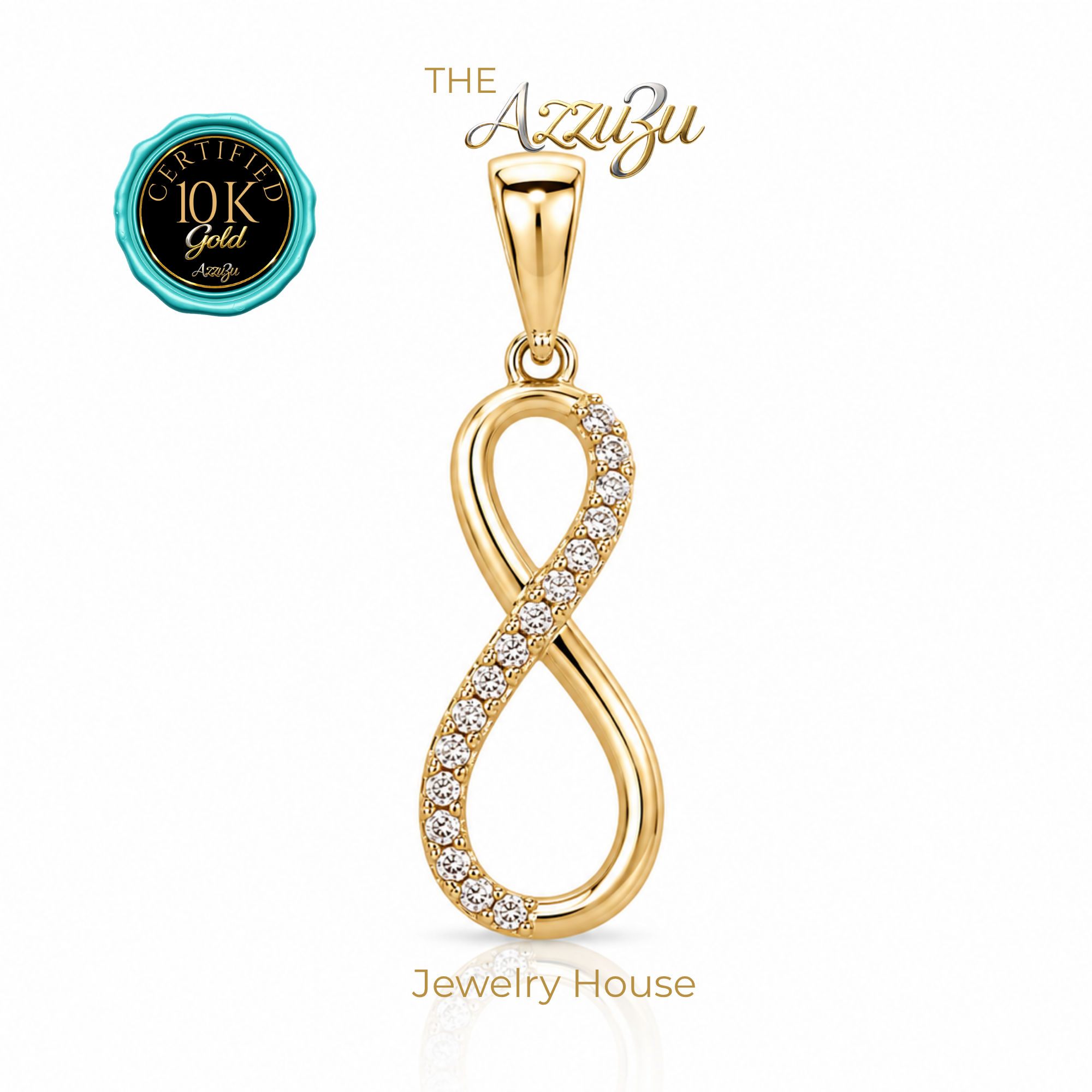 The AzzuZu 10K Yellow Gold "Infinity"  Cubic Zirconia Pendant