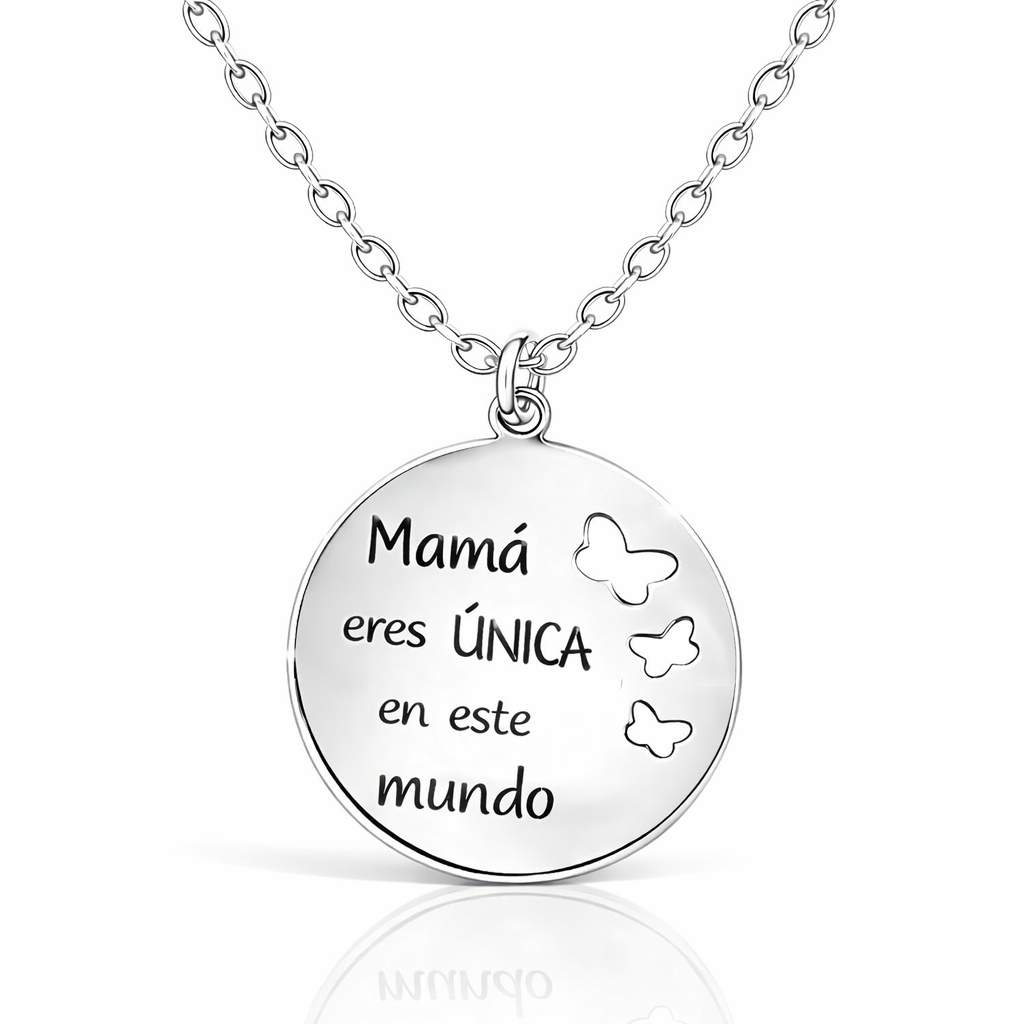 925 Sterling Silver “Mama eres Única” Engraved Necklace