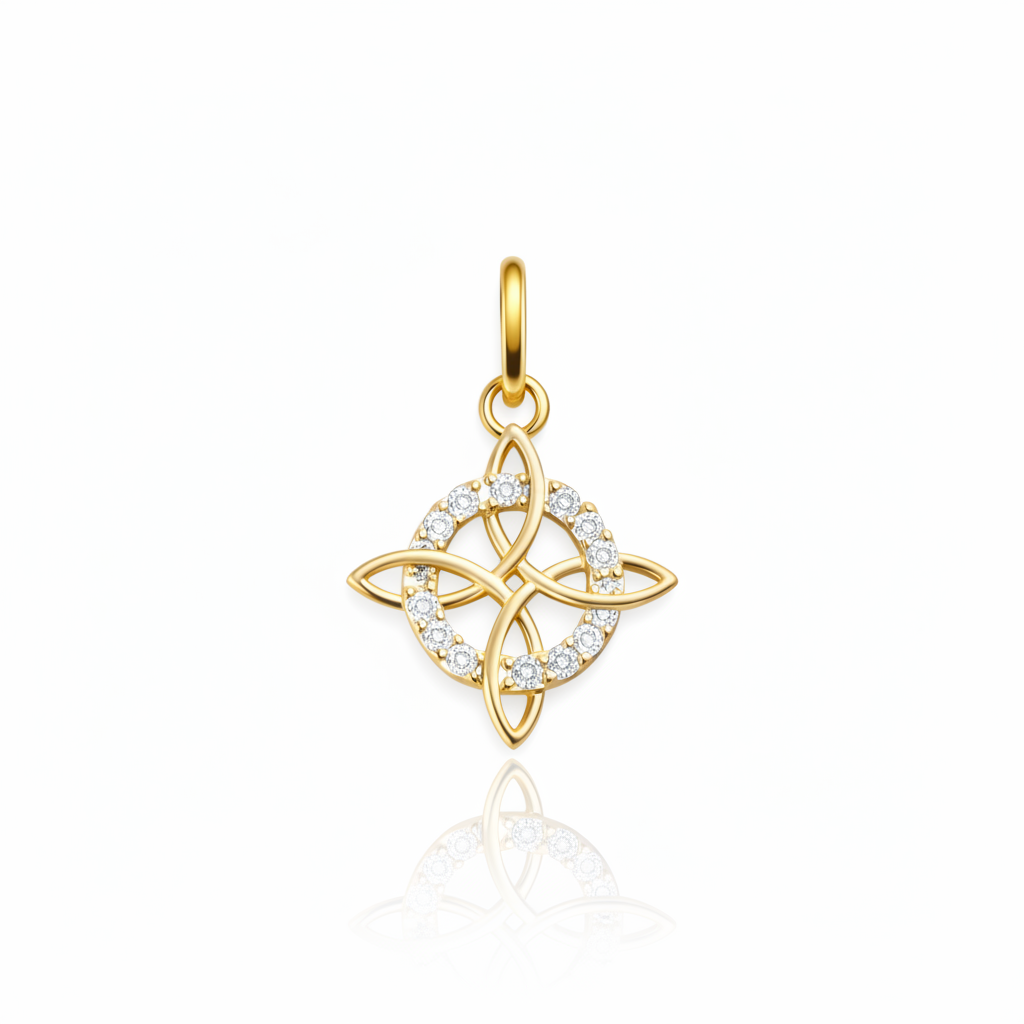 Dije Nudo de Bruja con Zirconia en Oro de 14K