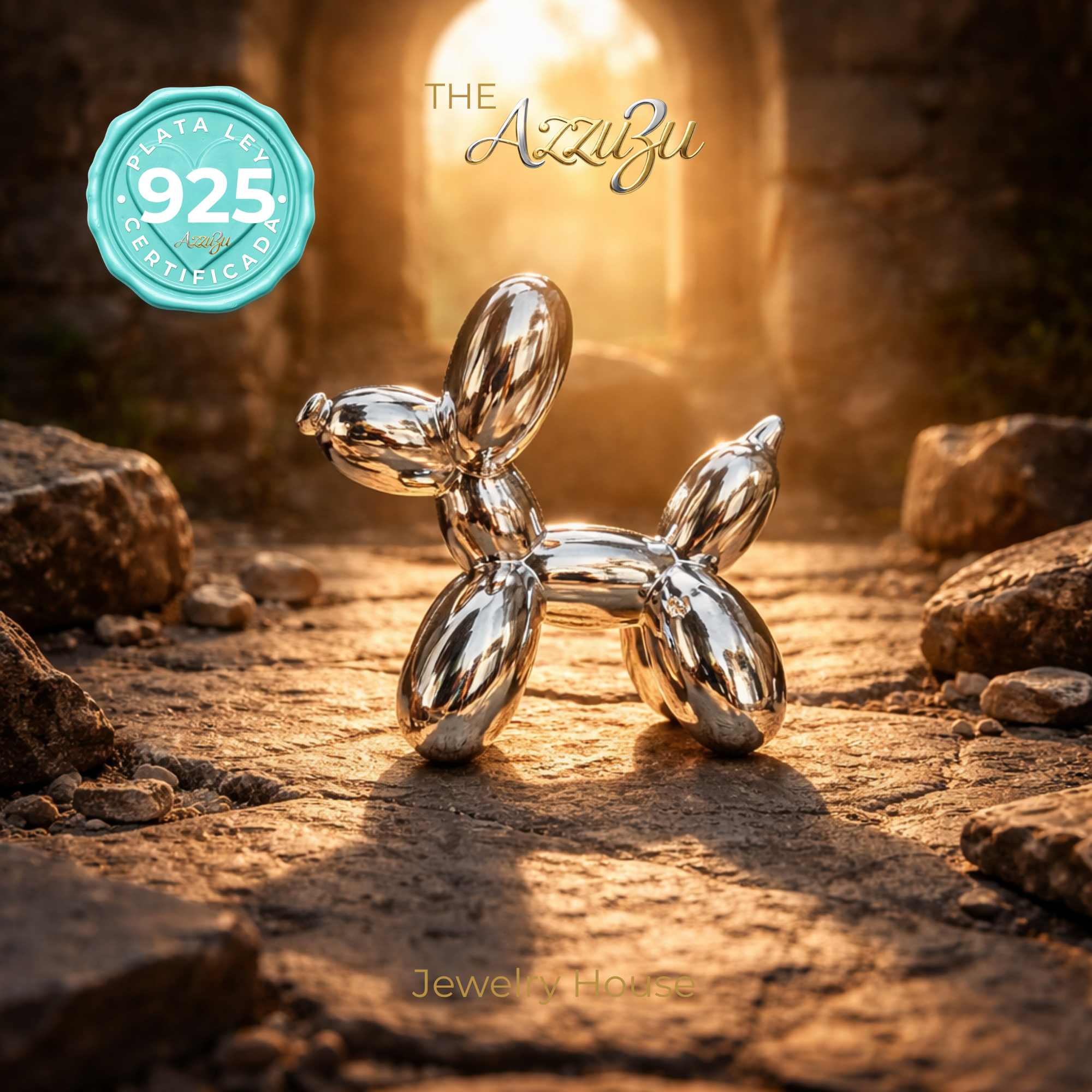 925 Sterling Silver Electroformed "Balloon Dog" MAXI Pendant