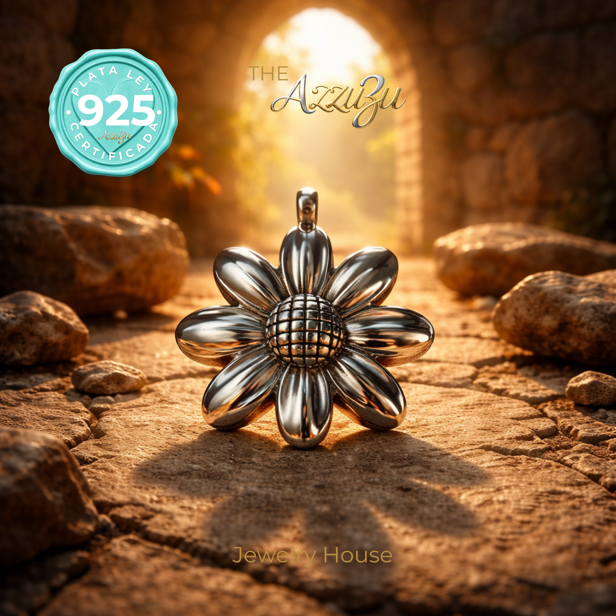 925 Sterling Silver Electroformed "Flor Eterna" MAXI Pendant