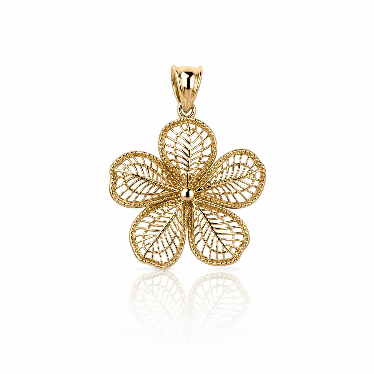 14K Filigree Flower Gold Pendant