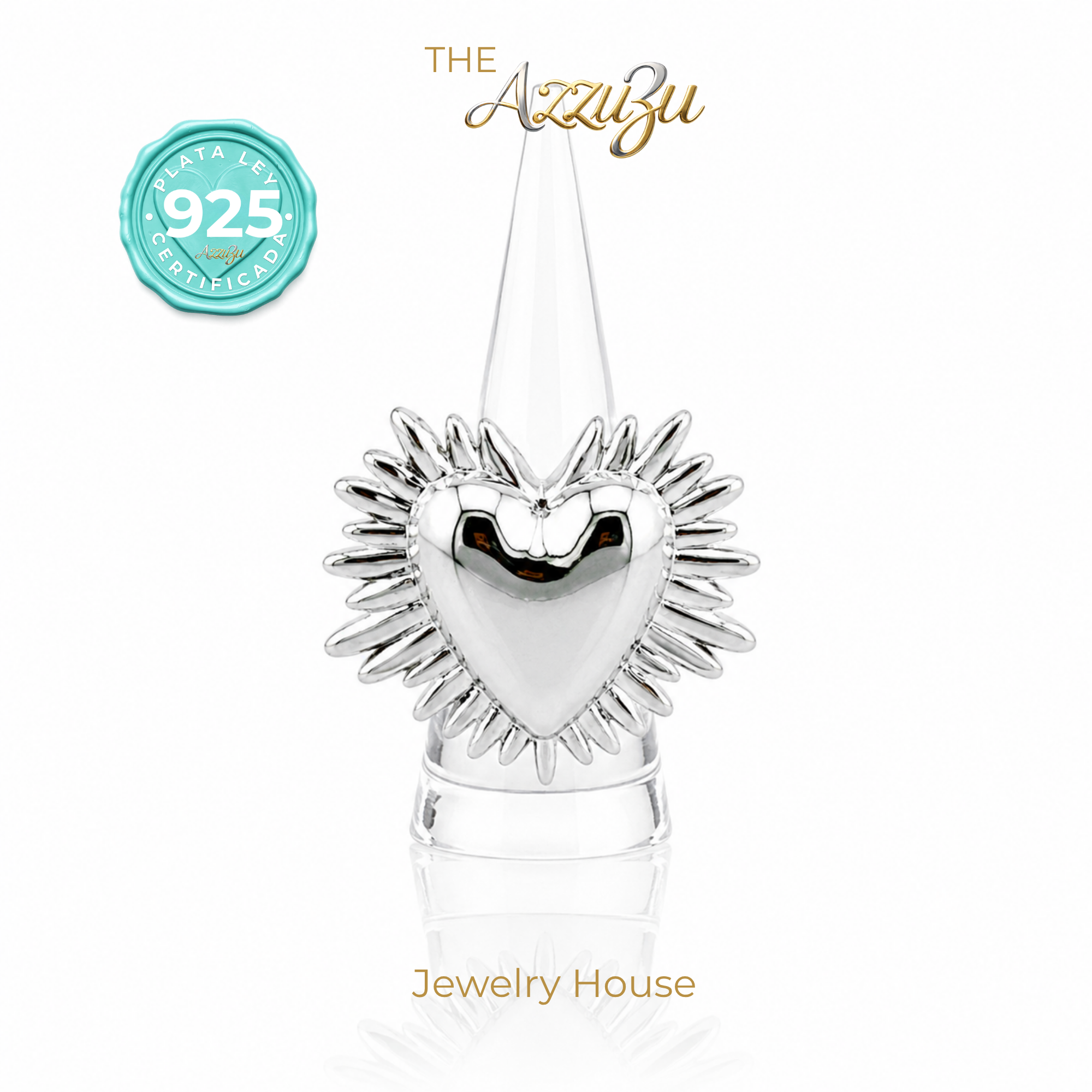925 Sterling Silver Electroformed “Frida Corazón Radiante” MAXI Ring