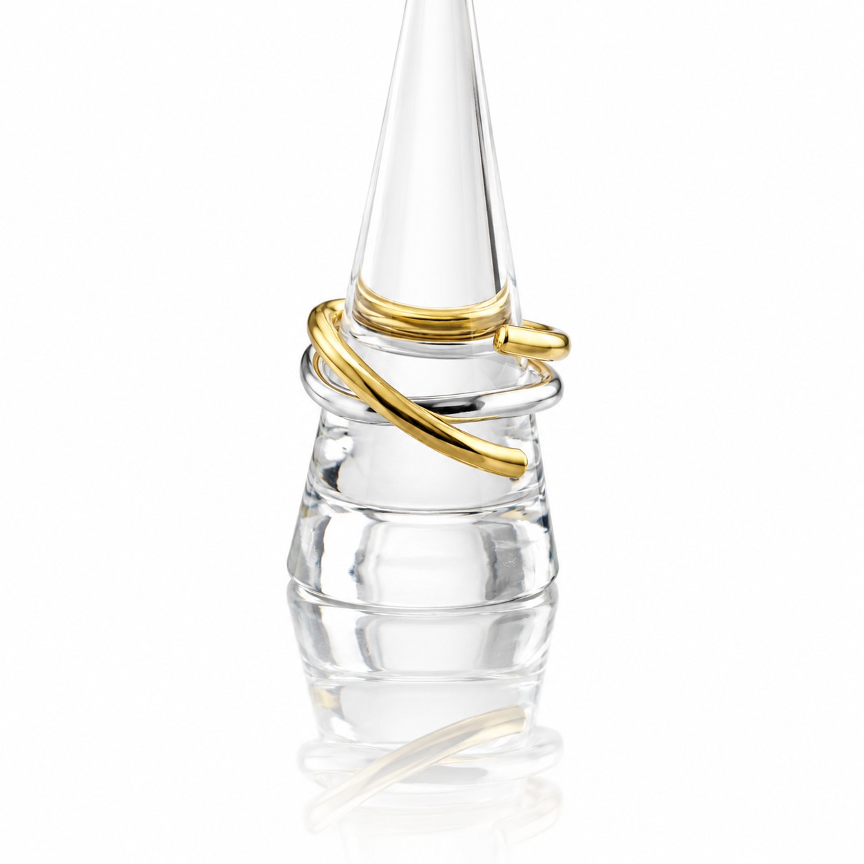 Intertwined Two-Tone Band Ring in Sterling Silver and 14K Gold Plating