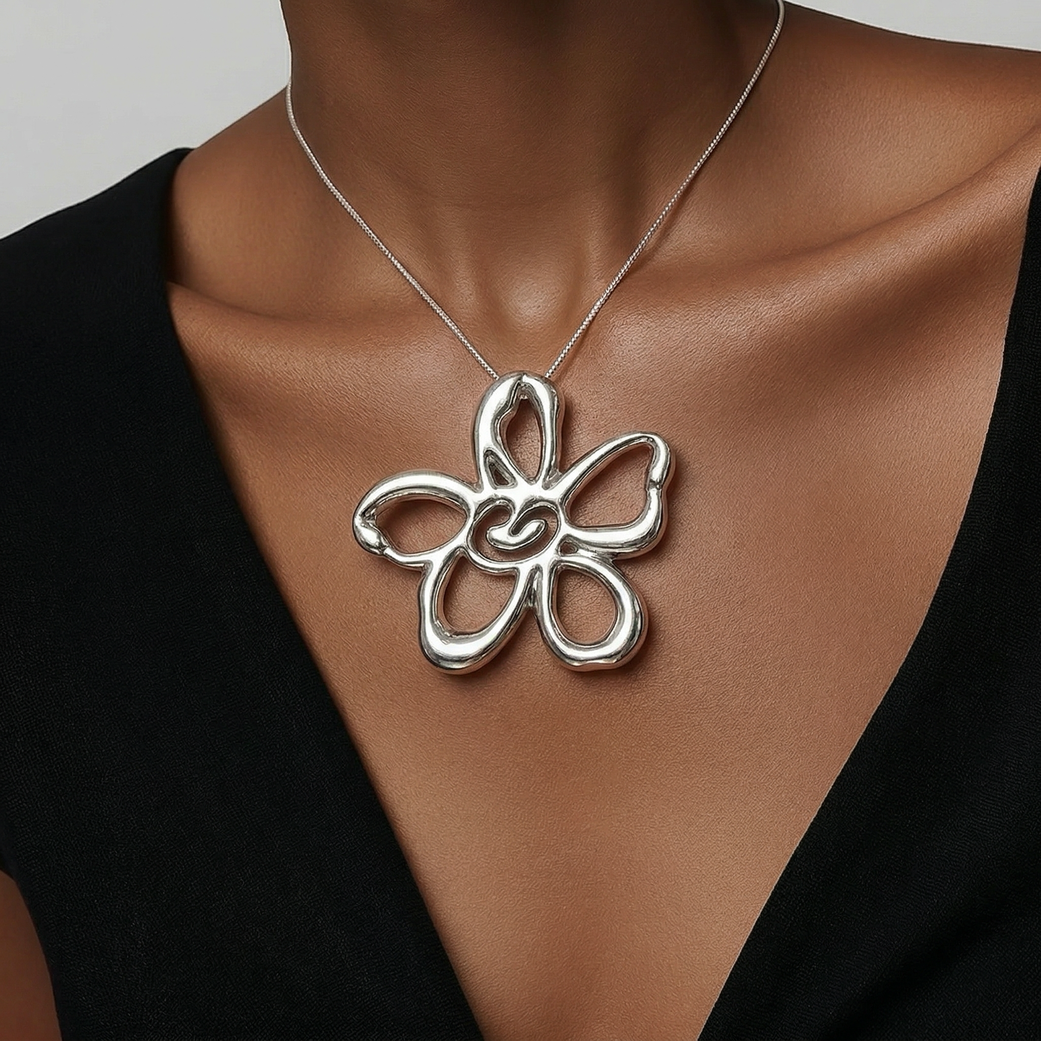 925 Sterling Silver Electroformed 
"Sculpted Bloom" MAXI Pendant