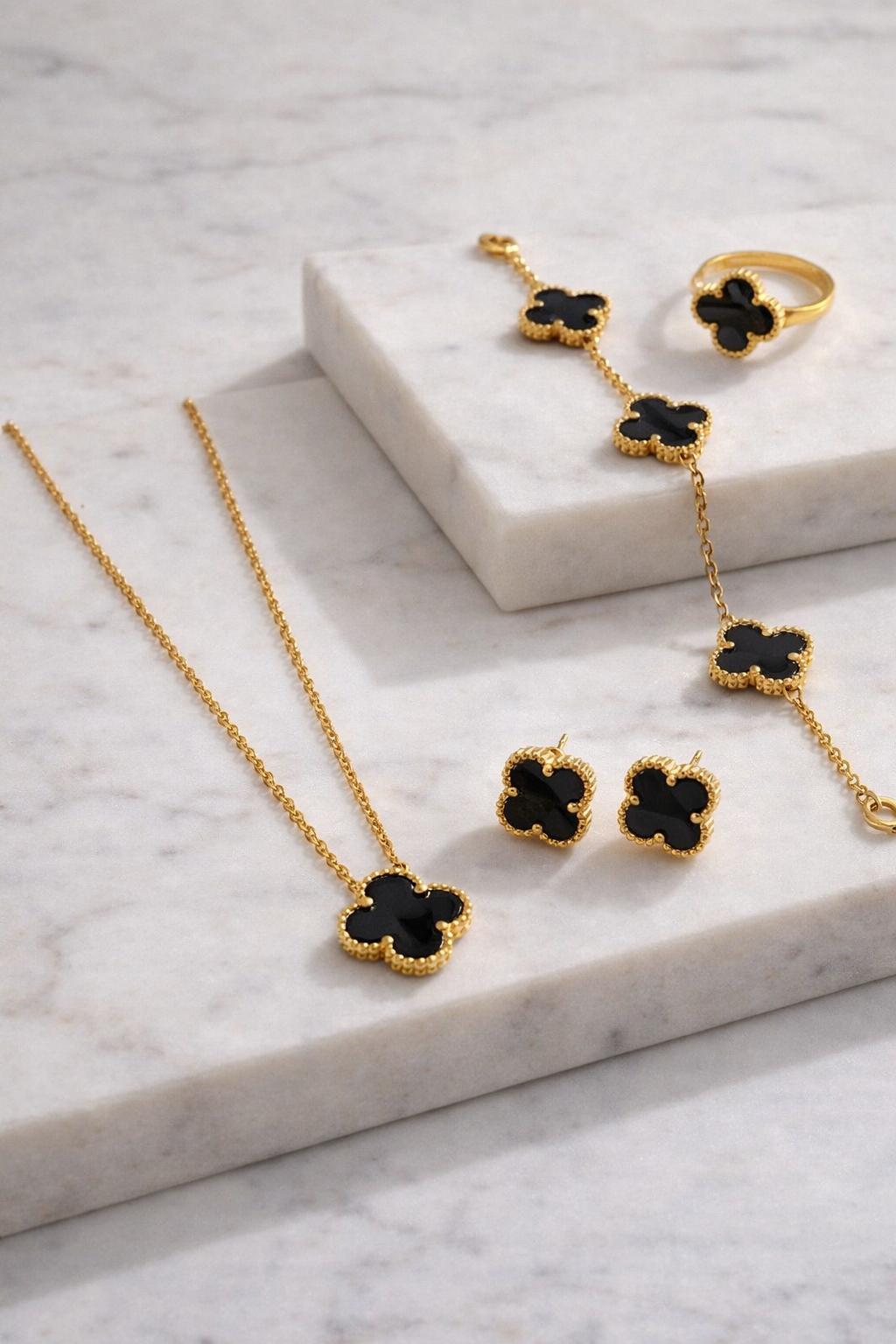 Set de Trébol Negro Estilo Van Cleef