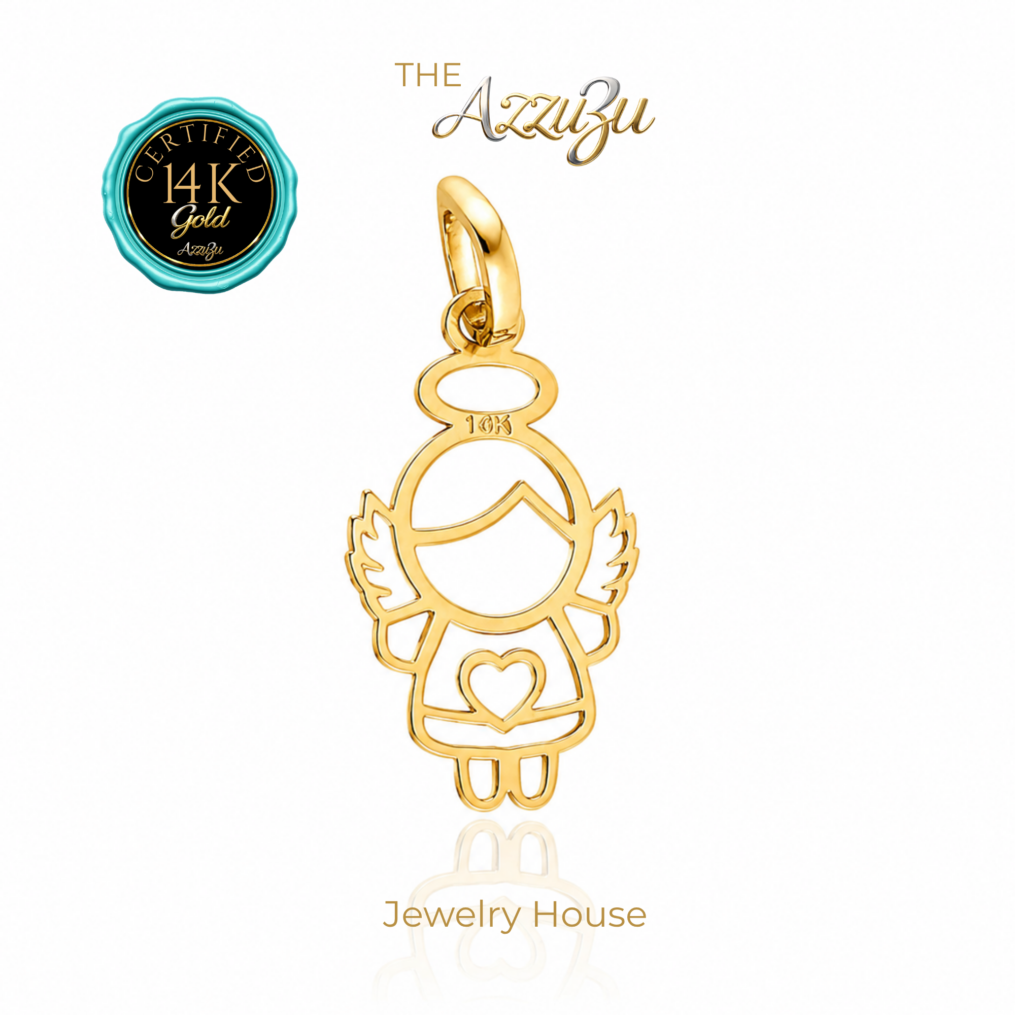 The AzzuZu 14K Yellow Gold  "Mini Angel Girl" Pendant