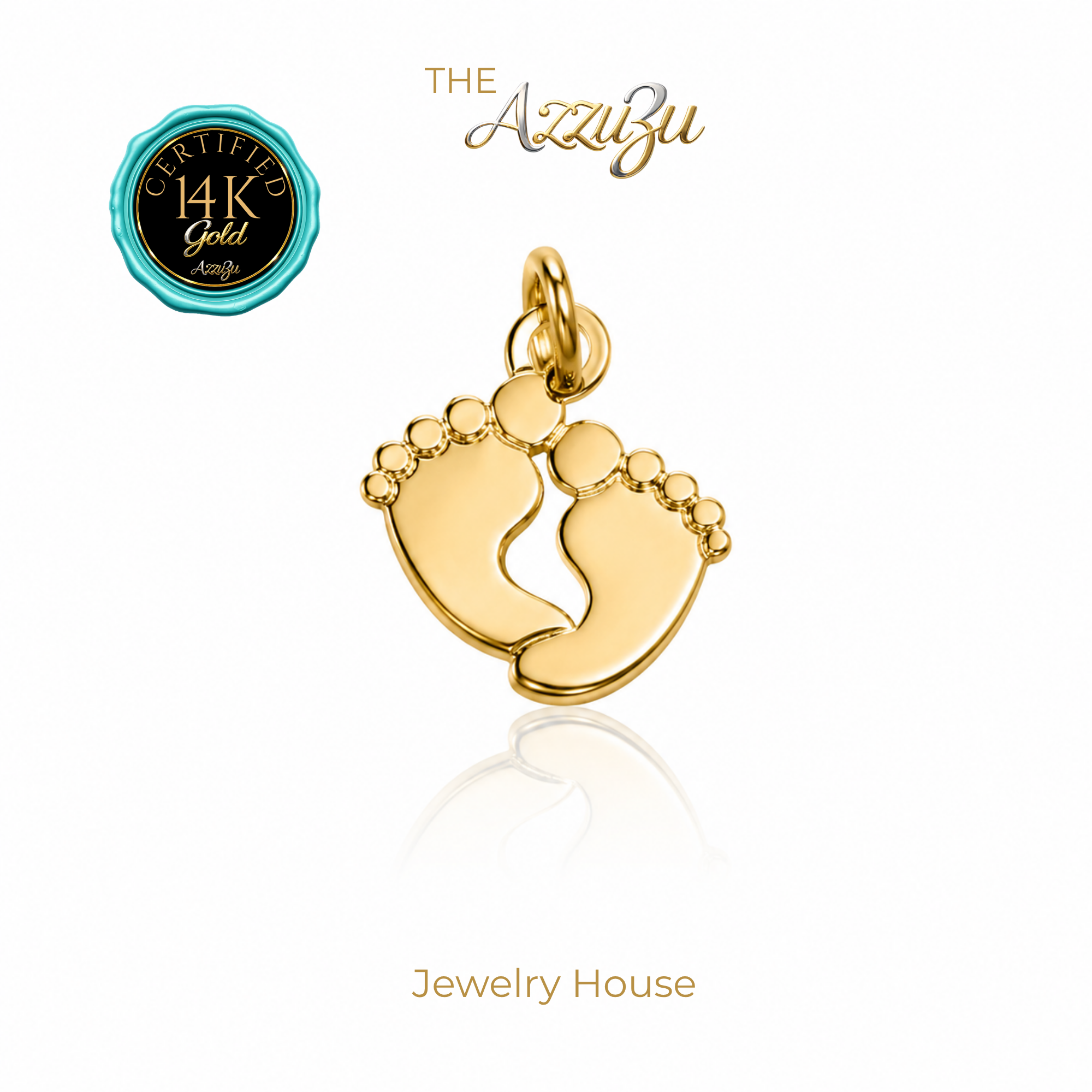 The AzzuZu 14K Yellow Gold  "Mini Baby Feet" Pendant