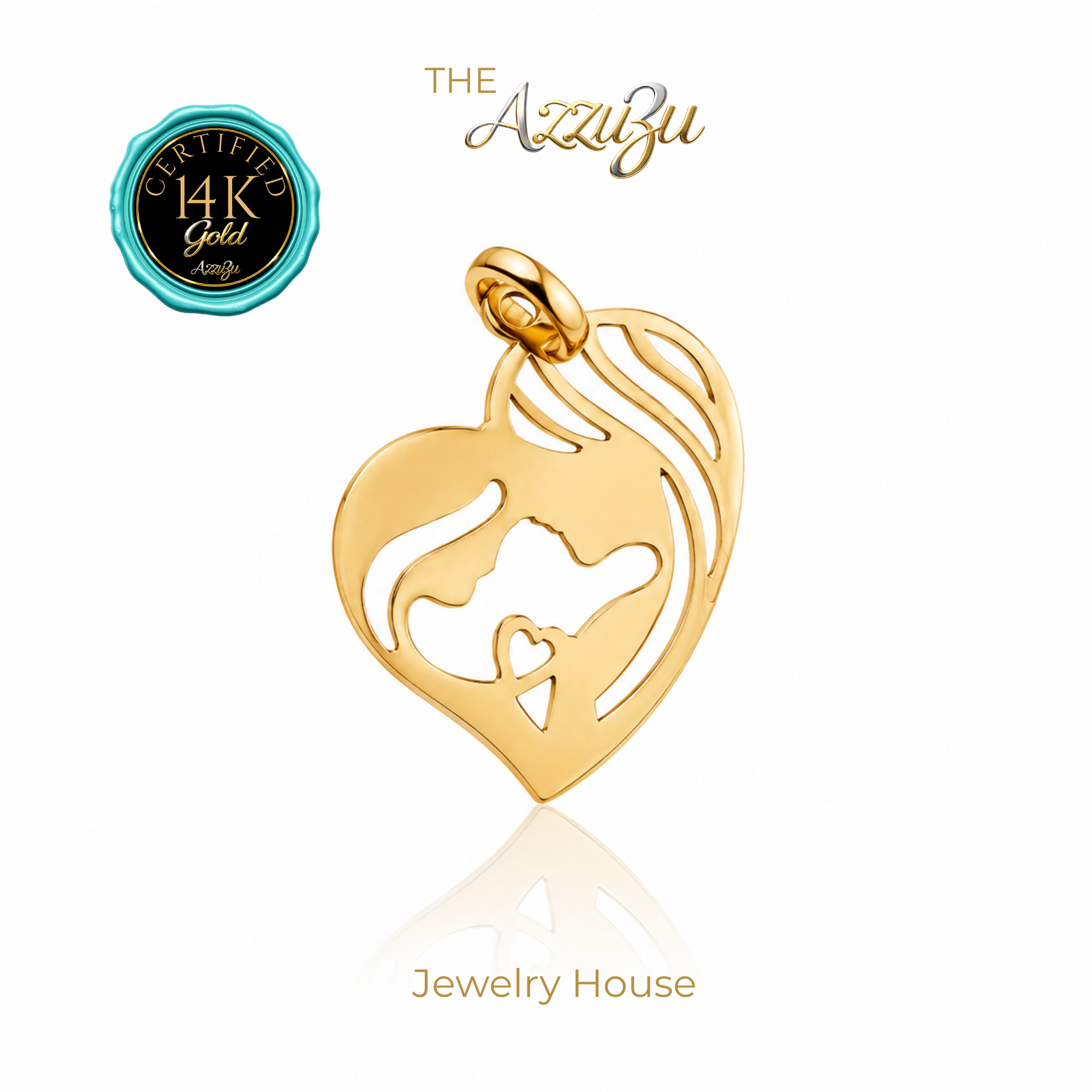 The AzzuZu 14K Yellow Gold  "Mother and Daugther" Pendant