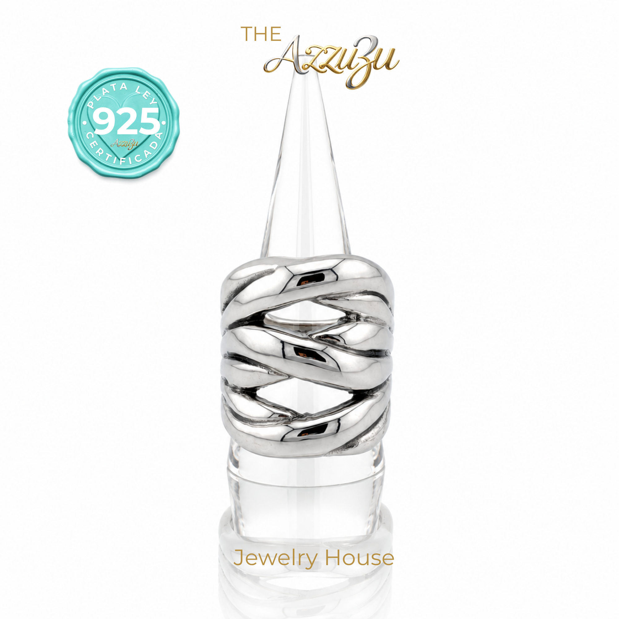 925 Sterling Silver Electroformed Tide Statement Ring