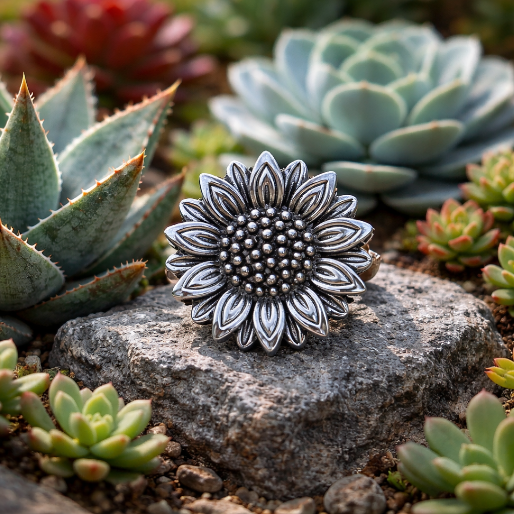 Sunburst Flower Statement Ring