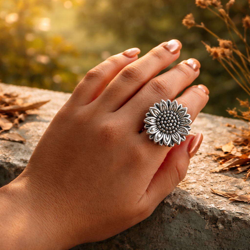 Sunburst Flower Statement Ring