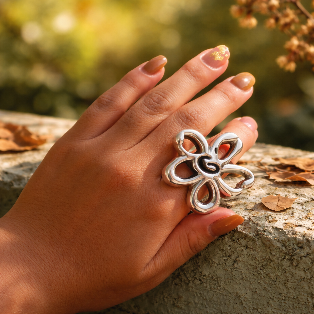 Sculpted Bloom Statement Ring