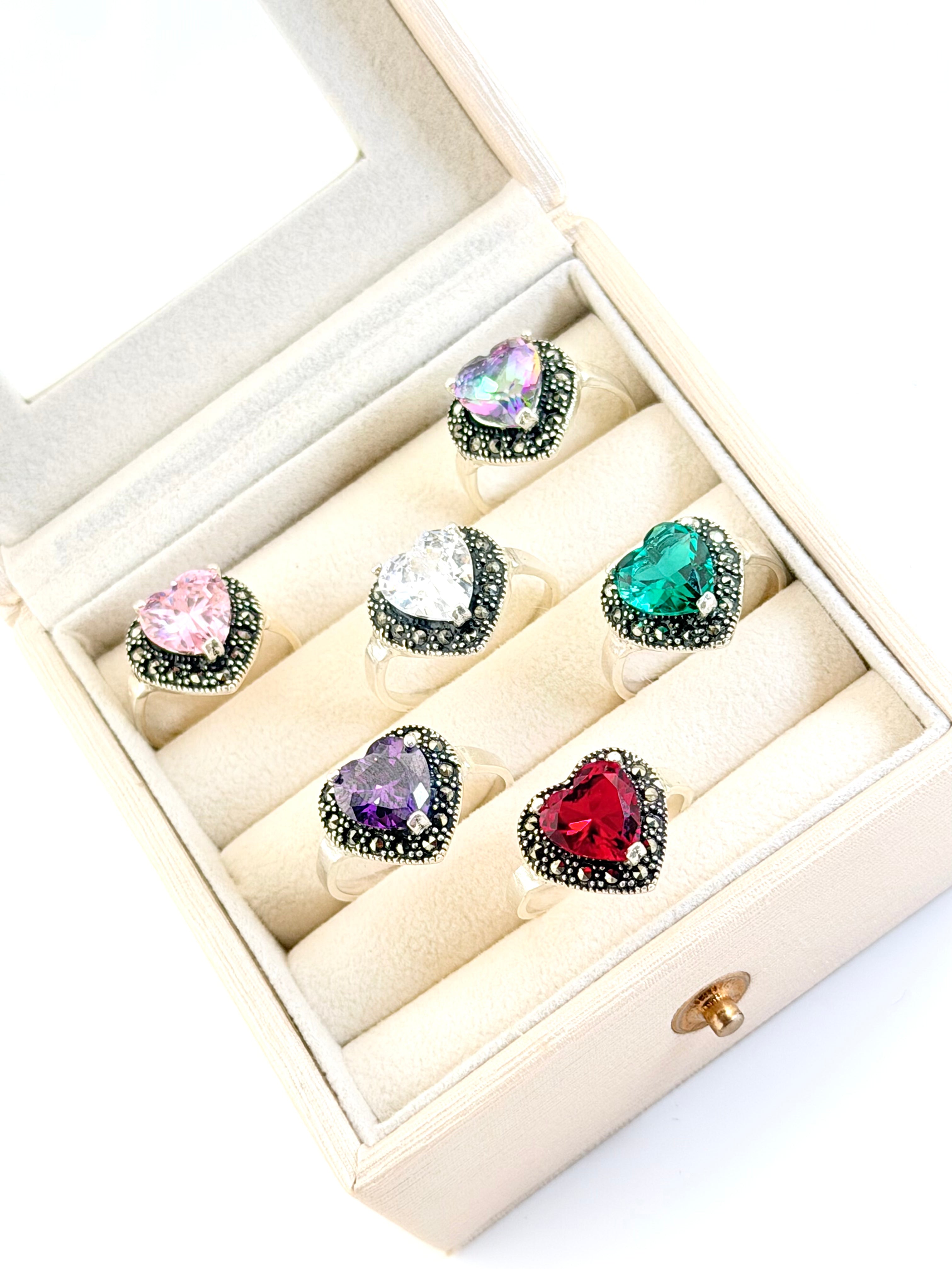 Marcasite Heart Ring with Zirconia