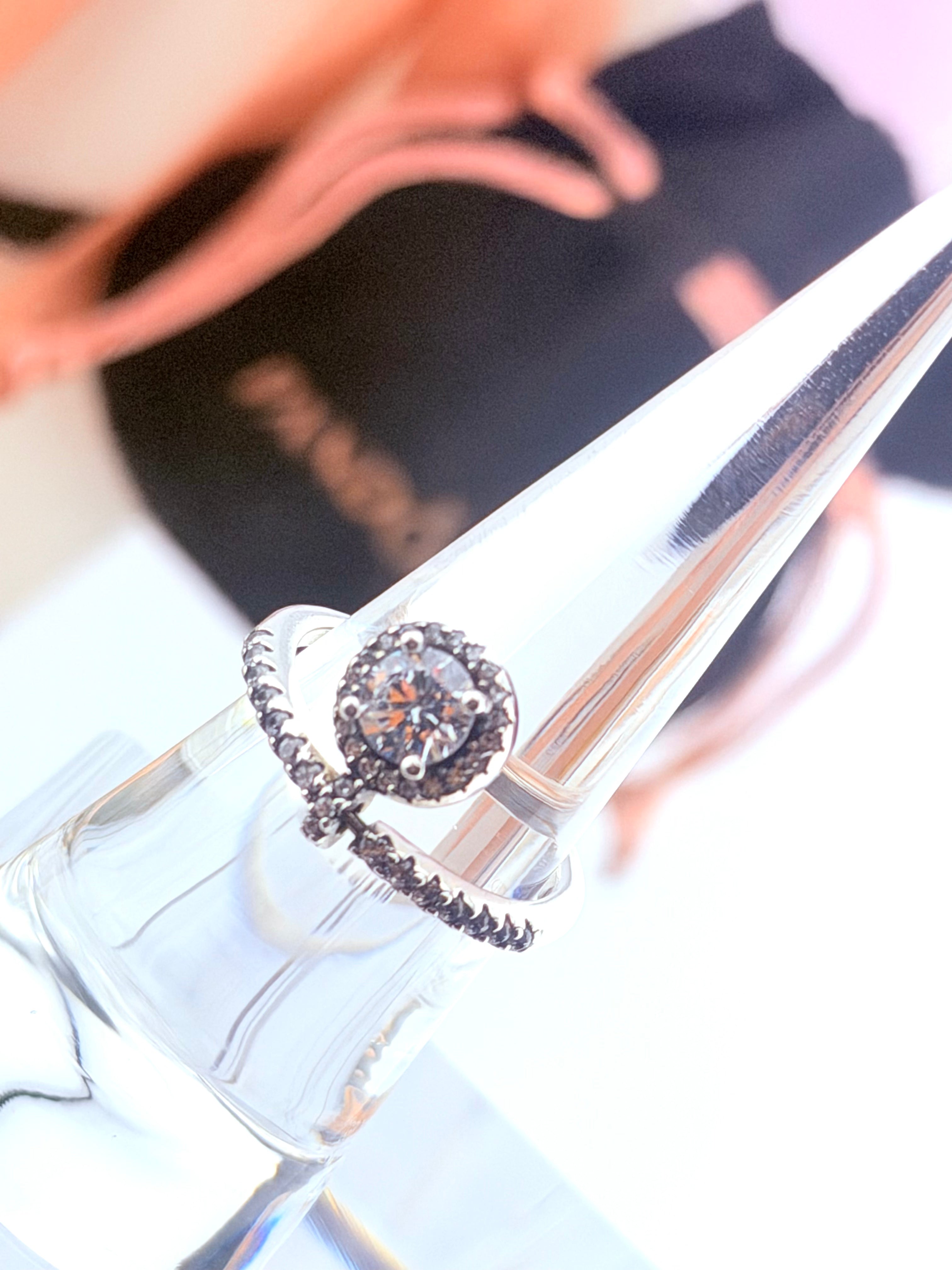 Round Halo Dangle Charm Ring
