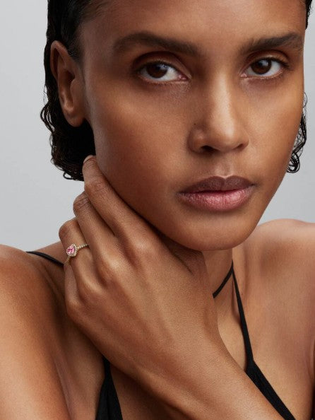 Elevated Pink Heart Ring – 14k Gold-Plated