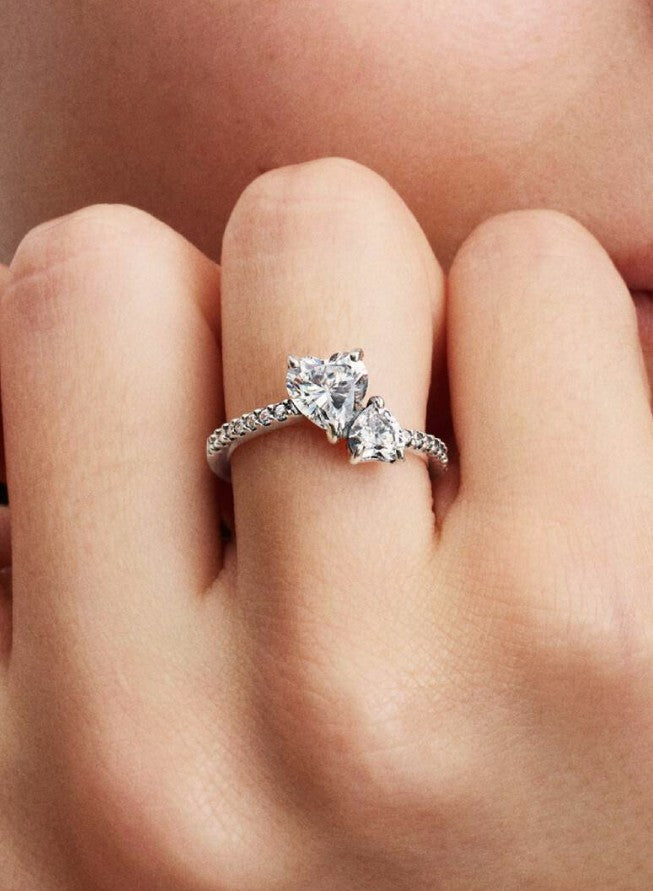 Anillo de Doble Corazón Elevado