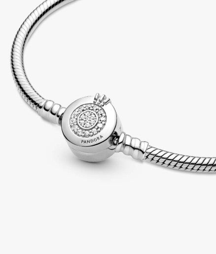 Sparkling Crown “O” Snake Chain Bracelet