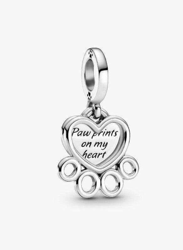 Heart & Paw Print Dangle Charm