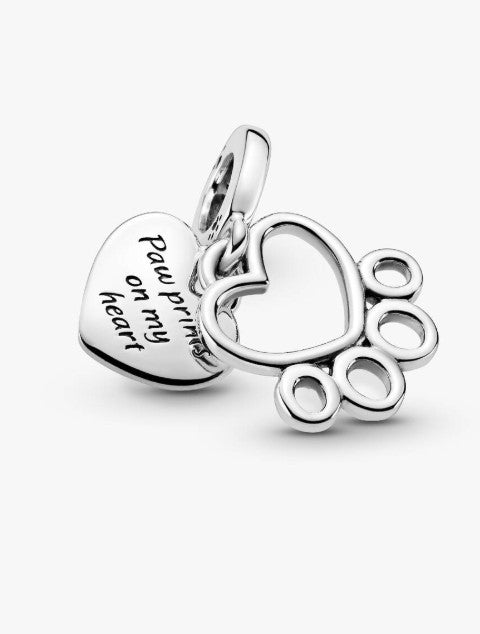 Heart & Paw Print Dangle Charm