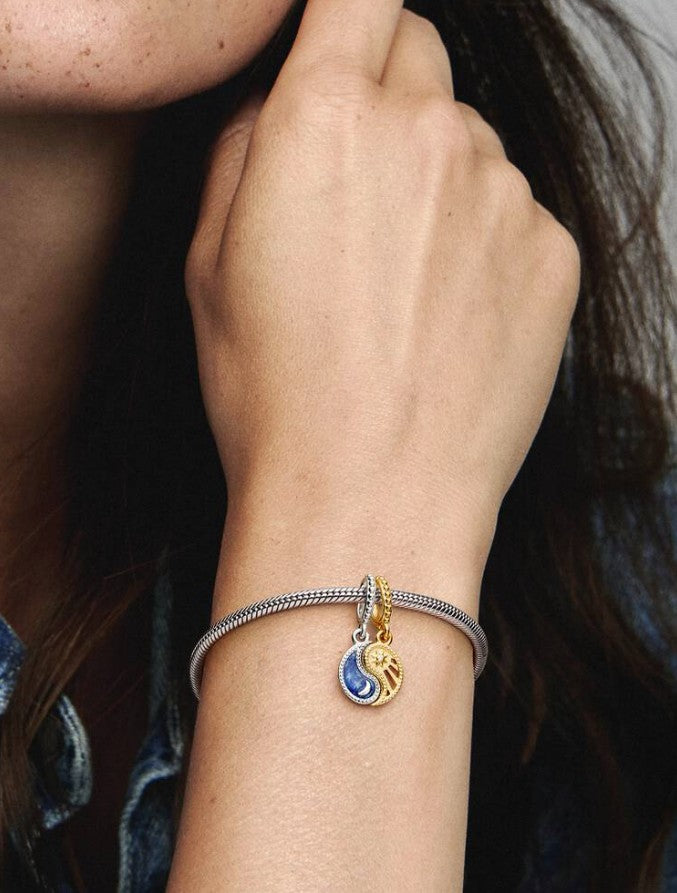 Two-Tone Sun & Moon Split Dangle Charm