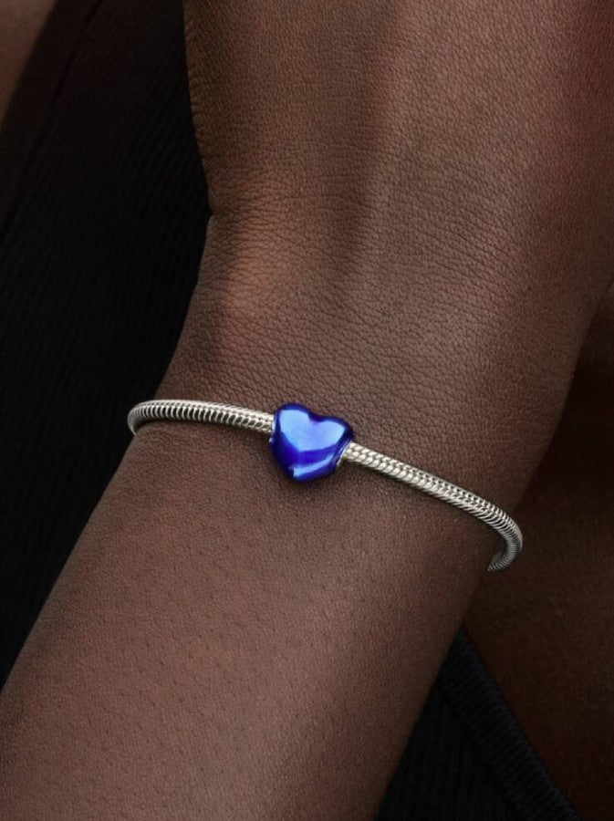Metallic Blue Heart Charm