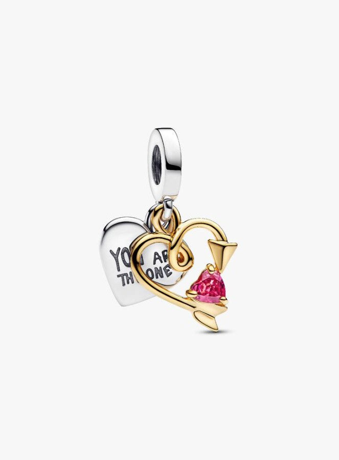 Charm Colgante de Flecha Doble y Corazón
