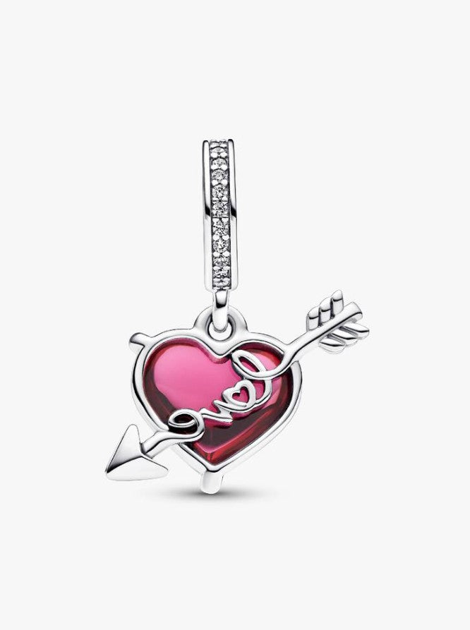 Red Heart & Murano Glass Arrow Dangle Charm