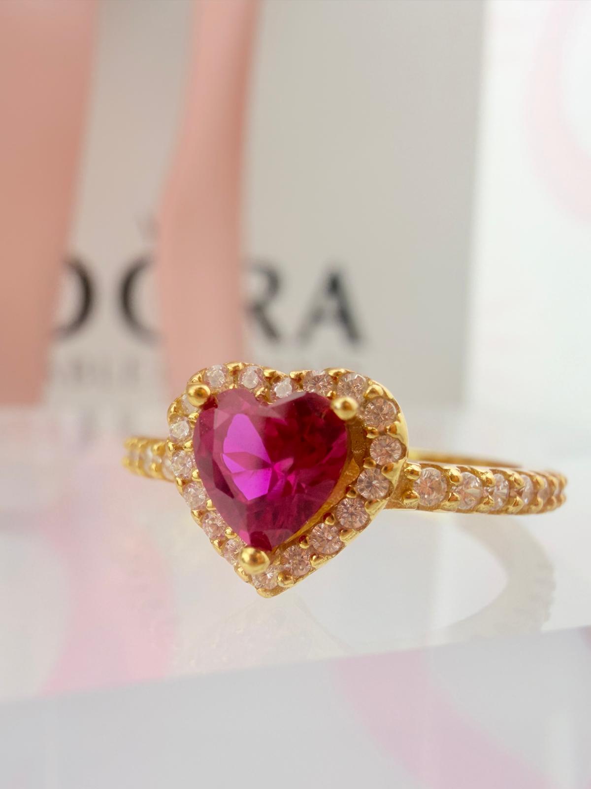 Elevated Pink Heart Ring – 14k Gold-Plated